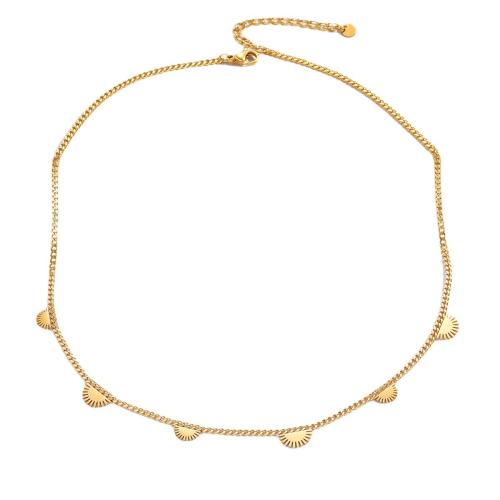 Partículas de aço colar, with 2inch extender chain, Girassol, cromado de cor dourada, joias de moda & para mulher, comprimento Aprox 15.7 inchaltura, vendido por PC