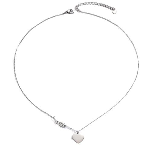 Titanium Steel Necklace, with 2inch extender chain, Heart, plated, fashion jewelry & for woman & hollow, more colors for choice, Length:Approx 15.7 Inch, Sold By PC