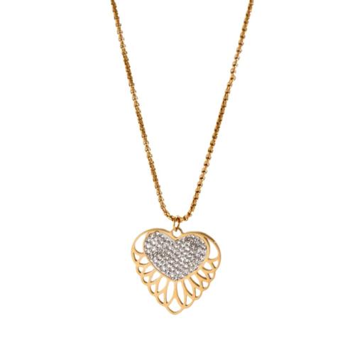 Titan Stål Smycken Set, Hjärta, guldfärg pläterade, olika stilar för val & för kvinna & med strass & ihålig, Säljs av PC