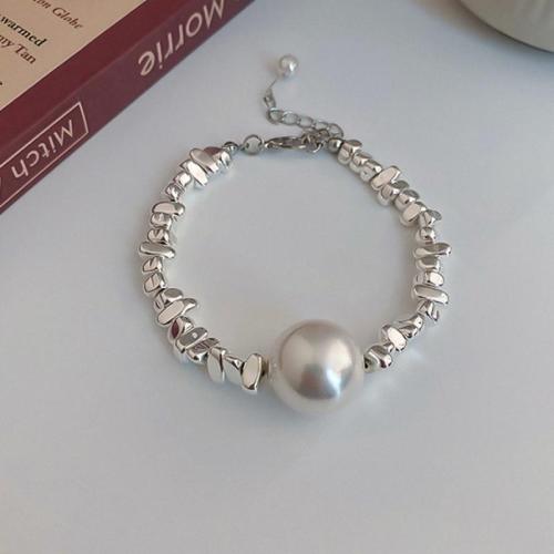 Zink Alloy Jewelry Sets, med Shell Pearl, med 5cm extender kedja, mode smycken & olika stilar för val & för kvinna, silver, Längd Ca 40 cm, Ca 18 cm, Säljs av PC