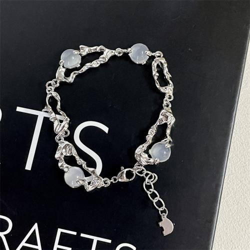 Zink Alloy Jewelry Sets, med Titan Stål & Glas, med 5cm extender kedja, mode smycken & för kvinna, silver, Längd Ca 40 cm, Ca 18 cm, Säljs av PC