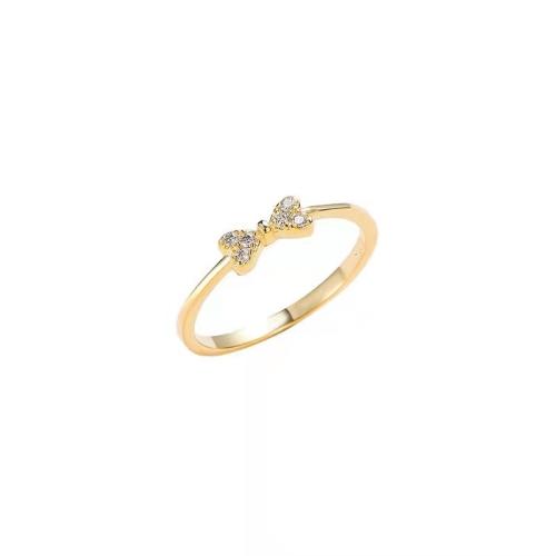Anillo de dedo de latón, cuproníquel, Joyería & diverso tamaño para la opción & para mujer & con diamantes de imitación, dorado, Vendido por UD