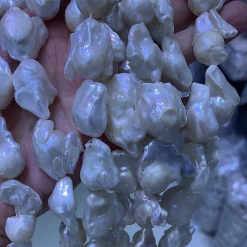 Barokowe koraliki z hodowlanych pereł słodowodnych, Perła naturalna słodkowodna, DIY, biały, 16-23mm, sprzedawane na około 14 cal Strand