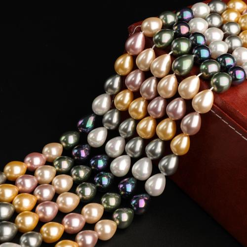 Muschelkern Perle, Tropfen, DIY & verschiedene Größen vorhanden, keine, verkauft per ca. 40 cm Strang
