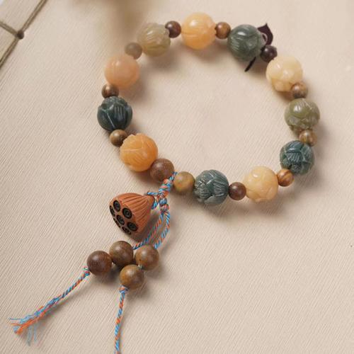 Multi-pierres précieuses bracelet, avec Perles en bois de Bodhi, bijoux de mode & unisexe, Diameter:8cm, Vendu par PC
