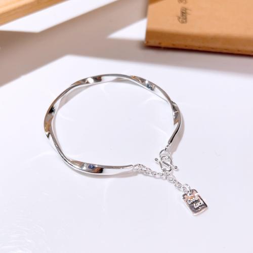 Bracelets en argent sterling, Argent sterling 925, bijoux de mode & pour femme, Diamètre intérieur:Environ 57mm, Vendu par PC
