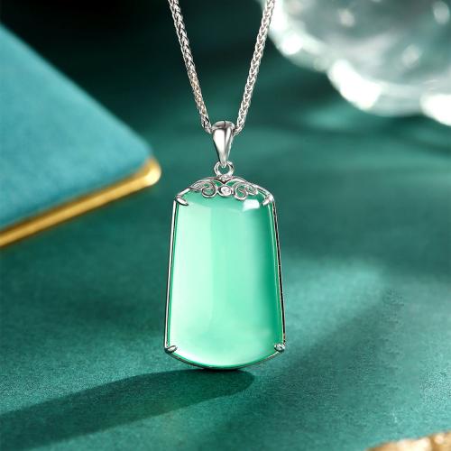925 Sterling Silver Pendant, with Chalcedony, DIY & different styles for choice, more colors for choice, Sold By PC