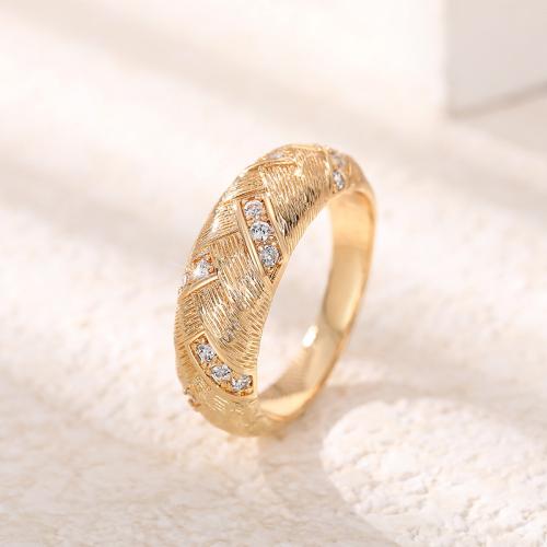 Cubic Zirconia Micro Pave Brass Ring, different size for choice & micro pave cubic zirconia & for woman, golden, Sold By PC