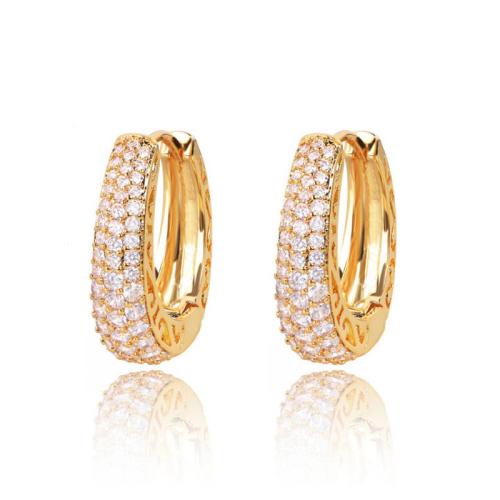 Cubic Zirconia Micro Pave Brass Earring, fashion jewelry & micro pave cubic zirconia & for woman, more colors for choice, 22x6mm, Sold By Pair