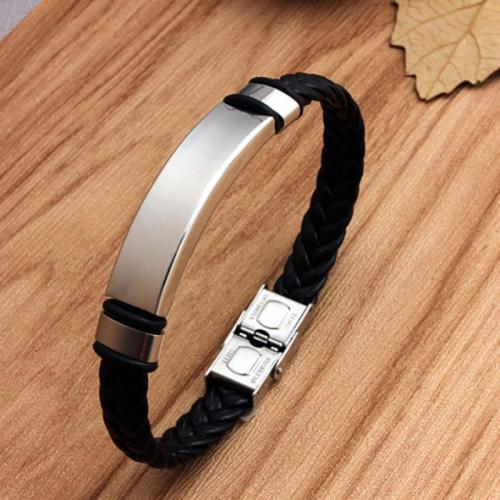 PU Leather Cord Bracelets, with 304 Stainless Steel, fashion jewelry & Unisex, 10mm, Length:Approx 21 cm, Sold By PC