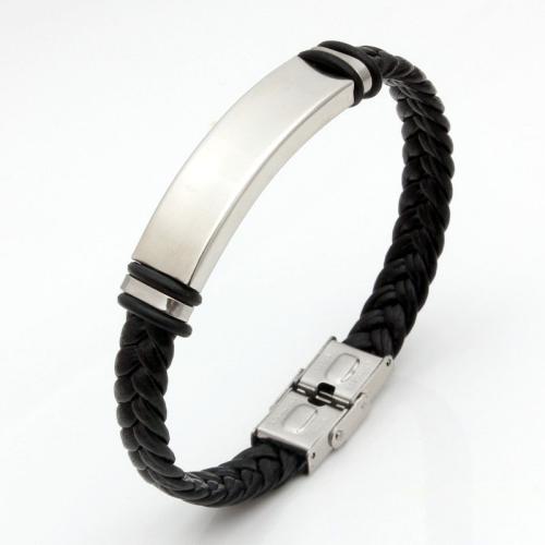 Bracelets cordon PU, cuir PU, avec Acier inoxydable 304, bijoux de mode & unisexe, 10mm, Longueur:Environ 21 cm, Vendu par PC