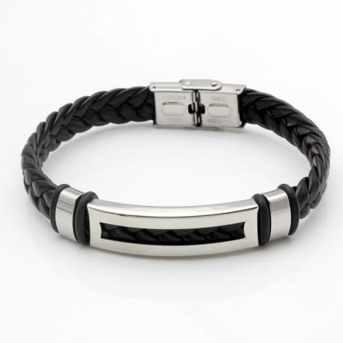 PU Leather Cord Bracelets, with 304 Stainless Steel, fashion jewelry & Unisex, 10x7mm, Length:Approx 21 cm, Sold By PC