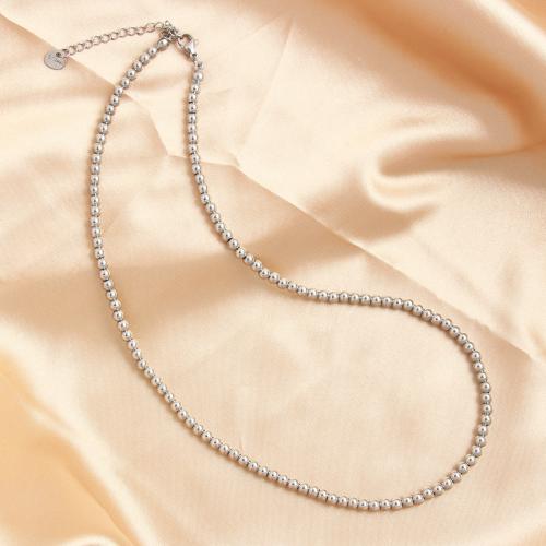 Edelstahl Schmuck Halskette, 304 Edelstahl, Modeschmuck & unisex & verschiedene Größen vorhanden, Silberfarbe, verkauft per ca. 43 cm Strang
