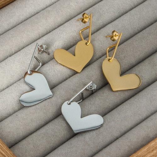 Stainless Steel Drop Earring, 304 Stainless Steel, Heart, Vacuum Ion Plating, fashion jewelry & for woman, more colors for choice, 42x20mm, Sold By Pair