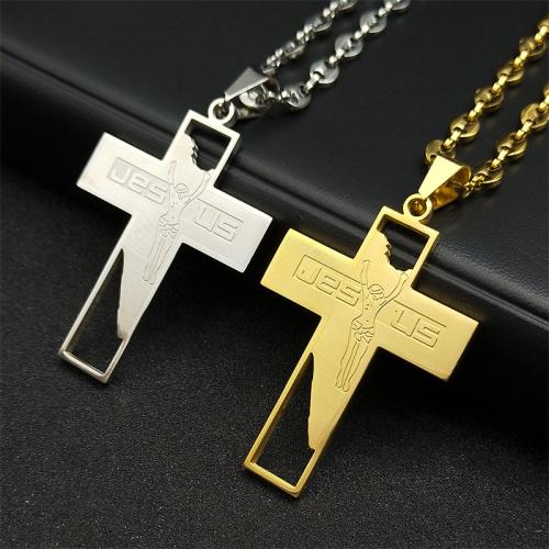 Stainless Steel Jewelry Necklace, 304 Stainless Steel, Cross, polished, fashion jewelry & Unisex & different styles for choice, more colors for choice, 49x36mm, Length:Approx 60 cm, Sold By PC