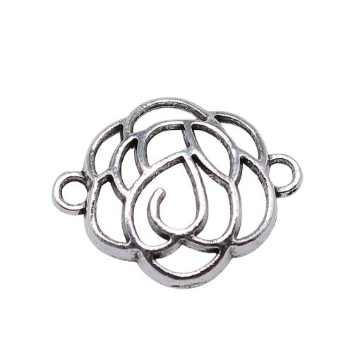 Flower Tibetan Style Connector, antique silver color plated, DIY & 1/1 loop & hollow, 23x19mm, Sold By PC