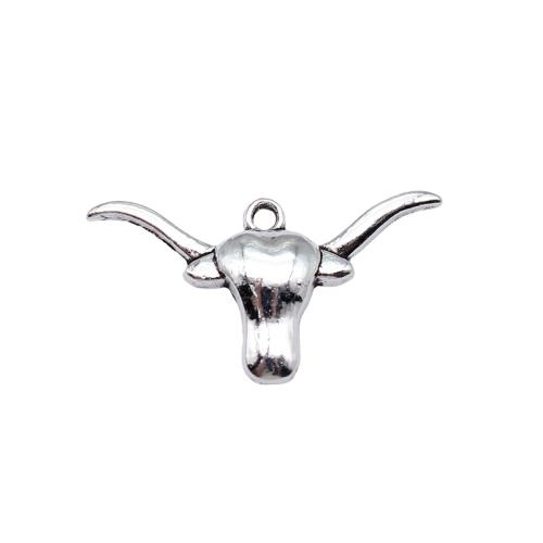 Tibetan Style Animal Pendants, Bull, antique silver color plated, DIY, 19x36mm, Sold By PC