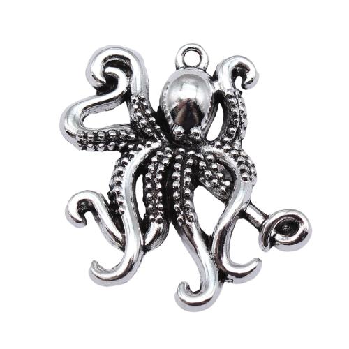 Zinc Alloy Animal Pendants Octopus antique silver color plated DIY Sold By PC