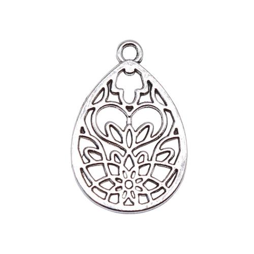 Tibetan Style Hollow Pendants, Teardrop, antique silver color plated, DIY, 27x18mm, Sold By PC