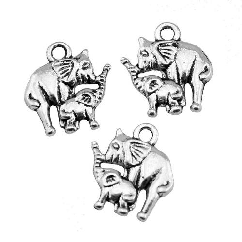 Tibetan Style Animal Pendants, Elephant, plated, DIY, more colors for choice, 16x14mm, Sold By PC