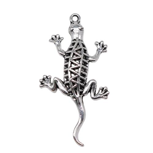 Tibetan Style Animal Pendants, Gecko, antique silver color plated, DIY, 50x26mm, Sold By PC