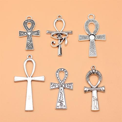 Tibetan Style Cross Pendants, antique silver color plated, DIY, 6PCs/Set, Sold By Set