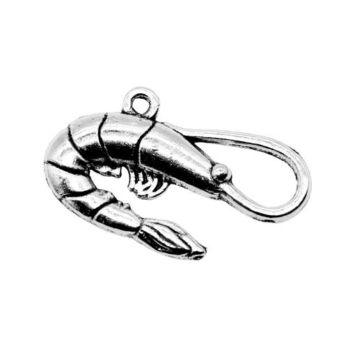 Zinc Alloy Animal Pendants Lobster antique silver color plated DIY Sold By PC