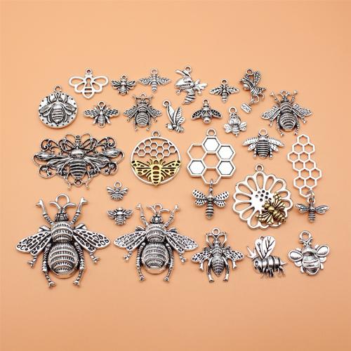 Tibetan Style Animal Pendants, Bee, plated, DIY, mixed colors, 26PCs/Set, Sold By Set