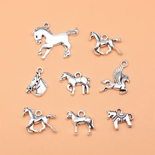 Tibetan Style Animal Pendants, Horse, antique silver color plated, DIY, 8PCs/Set, Sold By Set