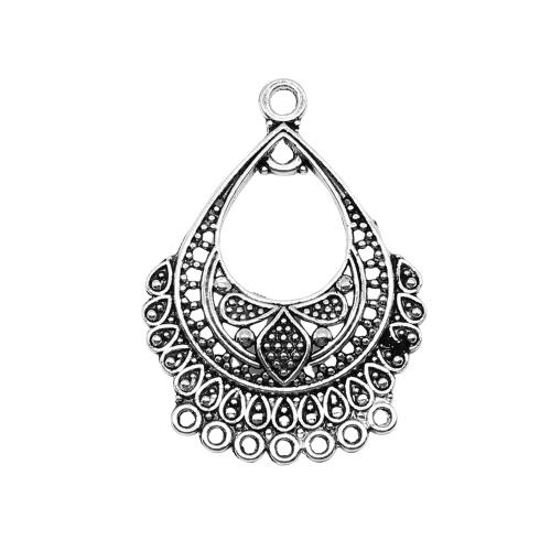 Tibetan Style Connector, Teardrop, antique silver color plated, DIY & 1/7 loop, 26x36mm, Sold By PC