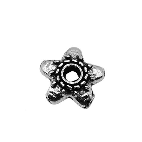 Tibetan Style Bead Cap, Flower, antique silver color plated, DIY, 6x6mm, Sold By PC