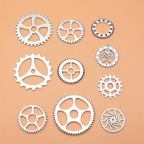 Tibetan Style Pendants, Gear Wheel, antique silver color plated, DIY, 10PCs/Set, Sold By Set