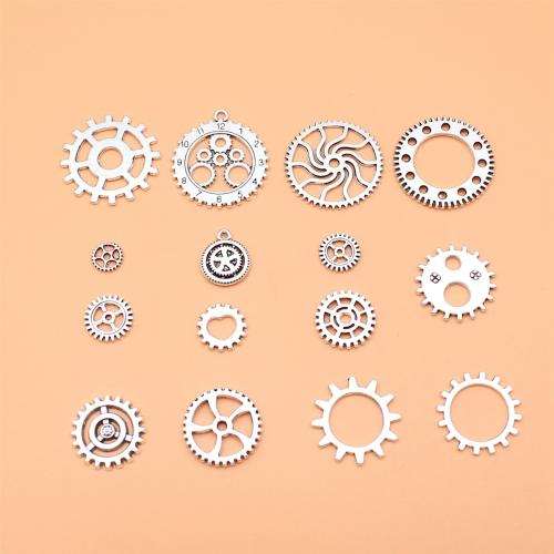 Tibetan Style Pendants, Gear Wheel, antique silver color plated, DIY, 15PCs/Set, Sold By Set