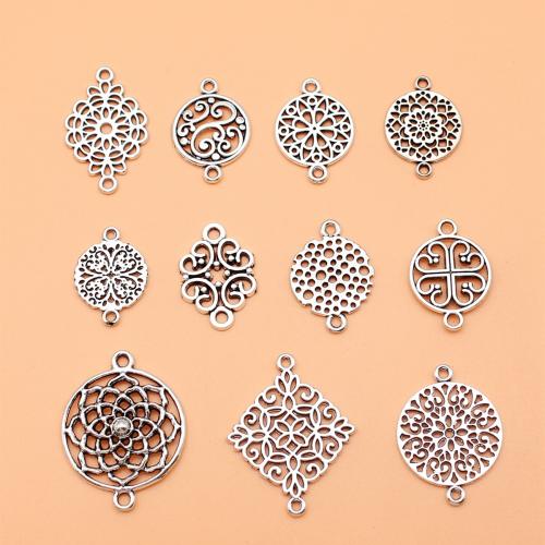 Zinc Alloy Connector Flower antique silver color plated DIY & 1/1 loop Sold By Set