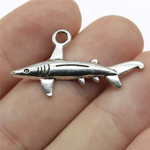 Zinc Alloy Animal Pendants Shark antique silver color plated DIY Sold By PC