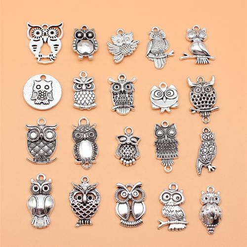 Tibetan Style Animal Pendants, Owl, antique silver color plated, DIY, 20PCs/Set, Sold By Set