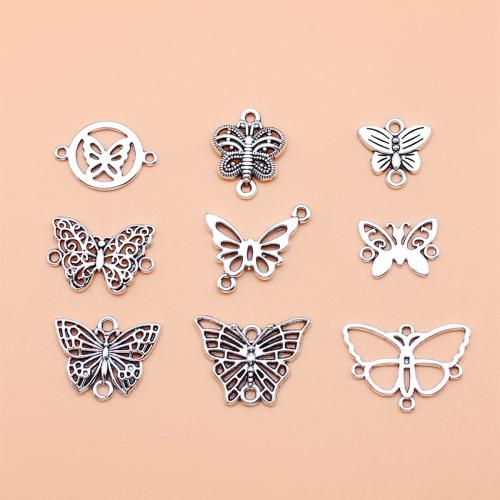 Animal Tibetan Style Connector, Butterfly, antique silver color plated, DIY, 9PCs/Set, Sold By Set