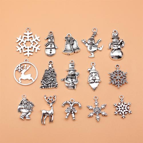 Colgantes de Aleación de Zinc Estilo Navidad, chapado en color de plata antigua, Diseño de Navidad & Bricolaje, 15PCs/Set, Vendido por Set