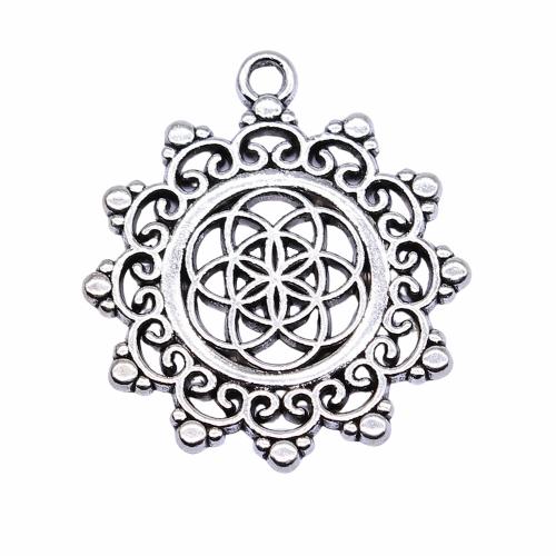 Tibetan Style Flower Pendants, antique silver color plated, DIY, 29x29mm, Sold By PC