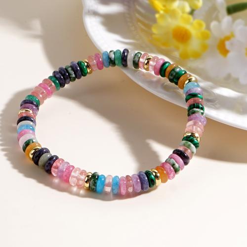Gemstone Bracelets, Natural Stone, for woman, multi-colored, Length:17.5 cm, Sold By PC