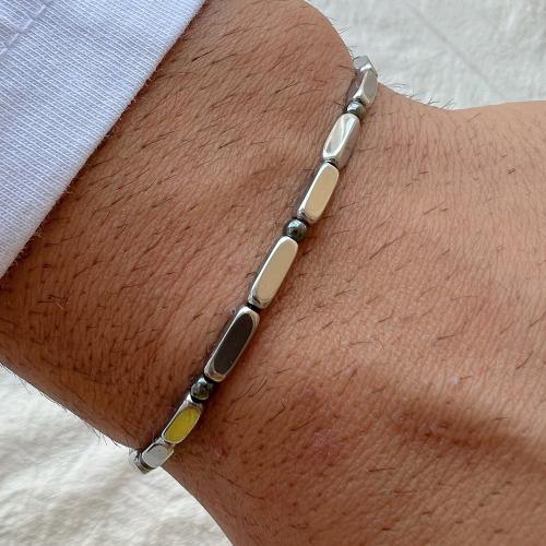 Hematite Bracelet, for woman, silver color, Length:19 cm, Sold By PC