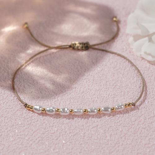 Plastic Pearl Bracelet, with Cotton Thread, Adjustable & for woman, Length:28 cm, Sold By PC