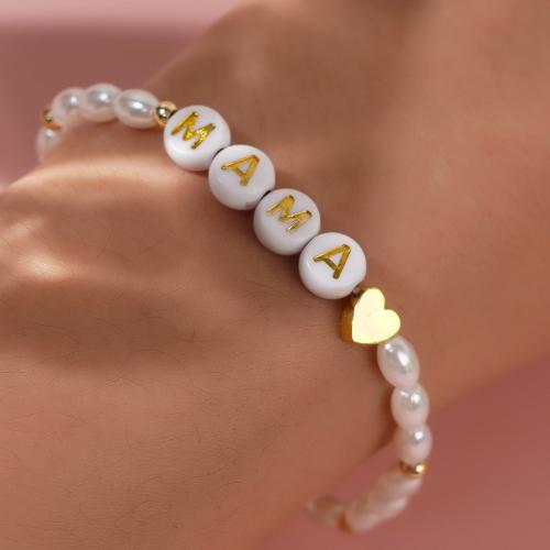 Plastic Pearl Bracelet, with Plastic, for woman, white, Sold By PC