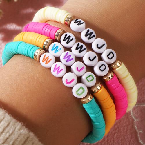 Polymer Clay Bracelet Set with Plastic 4 pieces & for woman mixed colors Length 17.5 cm Sold By Set