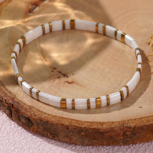 TILA Beads Bracelet, for woman, white, Length:16-16.5 cm, Sold By PC