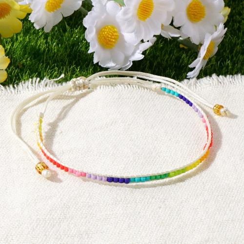 Seedbead Bracelet, with Cotton Thread, Adjustable & for woman, multi-colored, Length:28 cm, Sold By PC