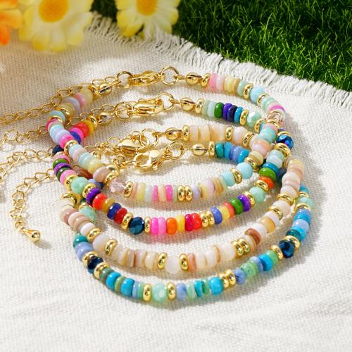 Shell Jewelry Bracelet, with Brass, with 5CM extender chain, gold color plated, for woman, more colors for choice, Length:16.5-17 cm, Sold By PC