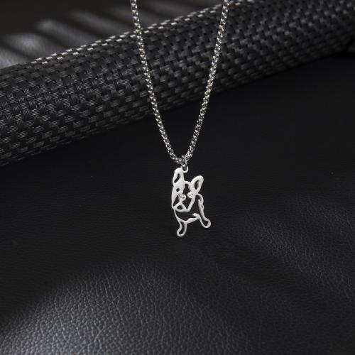 Stainless Steel Sweater Chain Necklace, 304 Stainless Steel, Dog, silver color plated, for man, 17x30mm, Length:60 cm, Sold By PC