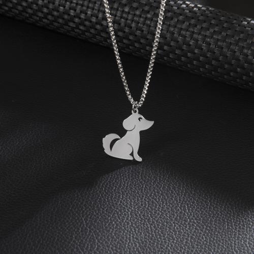 Stainless Steel Trui Collier, 304 roestvrij staal, Hond, silver plated, uniseks, 25x30mm, Lengte 60 cm, Verkocht door PC