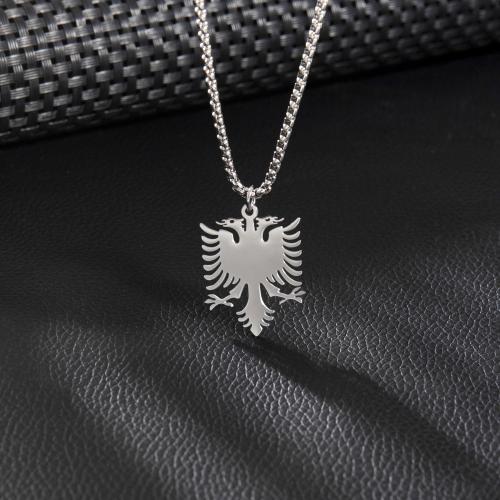 Stainless Steel Sweater Chain Necklace, 304 Stainless Steel, Animal, silver color plated, Unisex, 23x30mm, Length:45 cm, Sold By PC